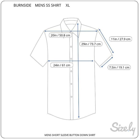 BURNSIDE MENS SHORT SLEEVE COLLARED BUTTON UP NAVY WHITE DOT SHIRT NEW XL - Picture 4 of 7